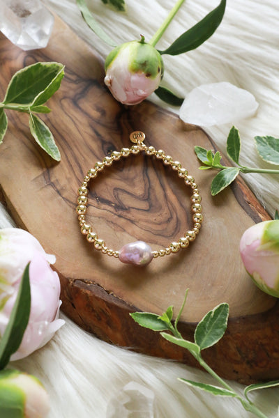 Bloom Beaded Pink Pearl Bracelet