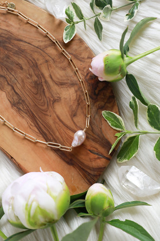 Bloom Pink Pearl Goldfilled Necklace