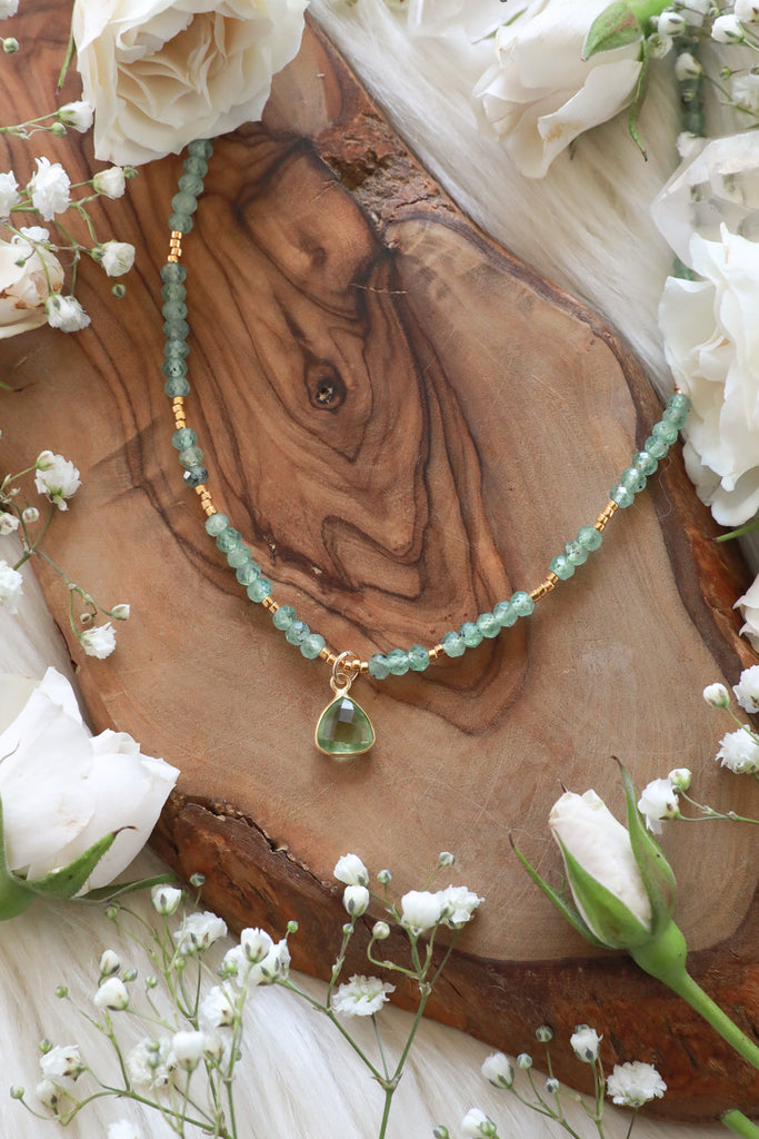 Cosmic Queen Green Apatite + Green Amethyst Choker/Necklace