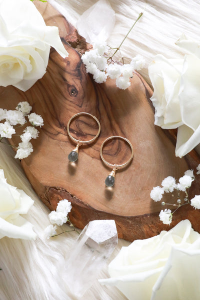 Green Amethyst Baby Hoop Earrings {Gold or Silver}