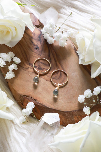 Green Amethyst Baby Hoop Earrings {Gold or Silver}