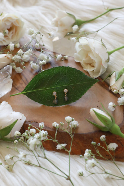 Labradorite Stardrop Gold Earrings