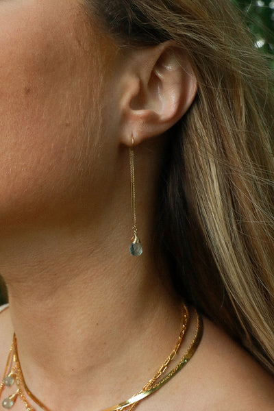 Green Amethyst Goldfilled Ear Threaders