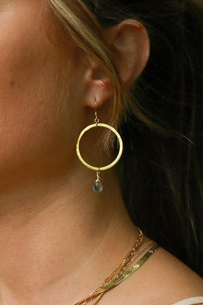 Green Amethyst Cosmic Musings Gold Hoop Earrings