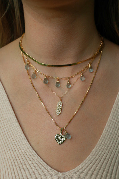 Green Amethyst Drip Goldfilled Necklace