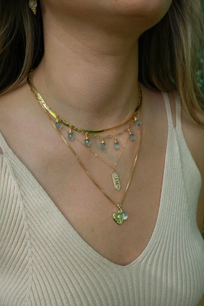 Green Amethyst Drip Goldfilled Necklace