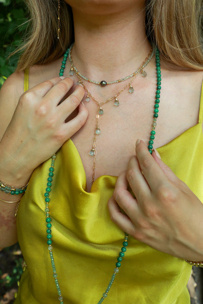 Cosmic Queen Prehnite Goldfilled Choker/Necklace